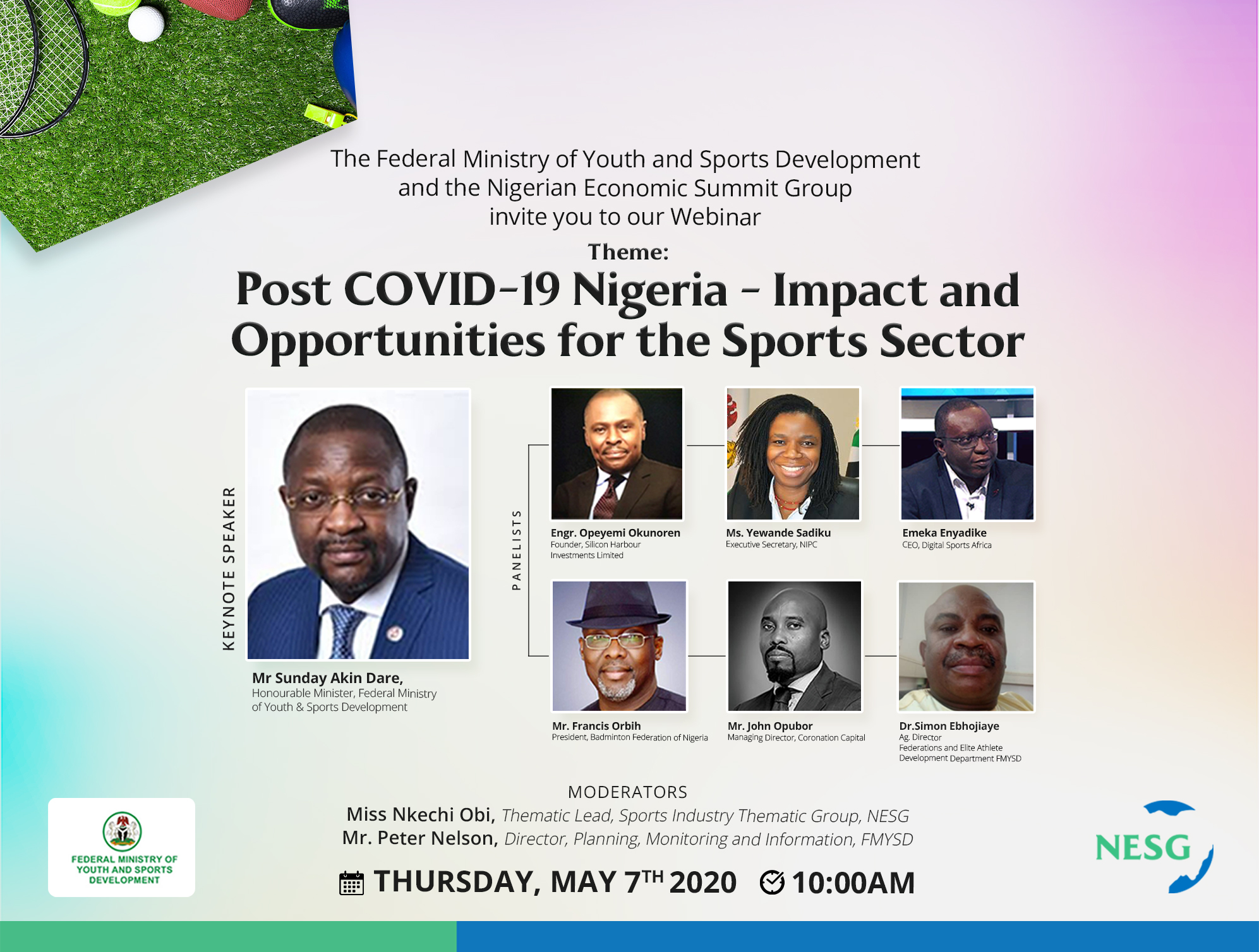 SPORTS MINISTRY, NESG HOLD WEBINAR ON OPPORTUNITIES FOR THE SPORTS SECTOR IN A POST-COVID NIGERIA